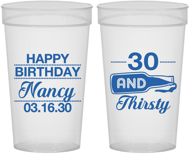 Personalized Birthday 32 oz Stadium Cups - 30 And Thirsty | 20014