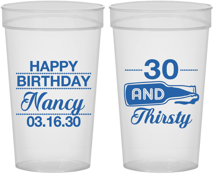 Personalized Birthday 32 oz Stadium Cups - 30 And Thirsty | 20014