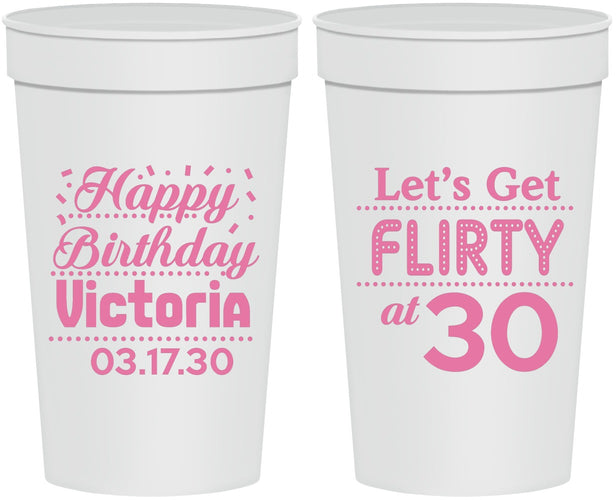 Personalized Birthday 32 oz Stadium Cups - Flirty At 30 | 20015
