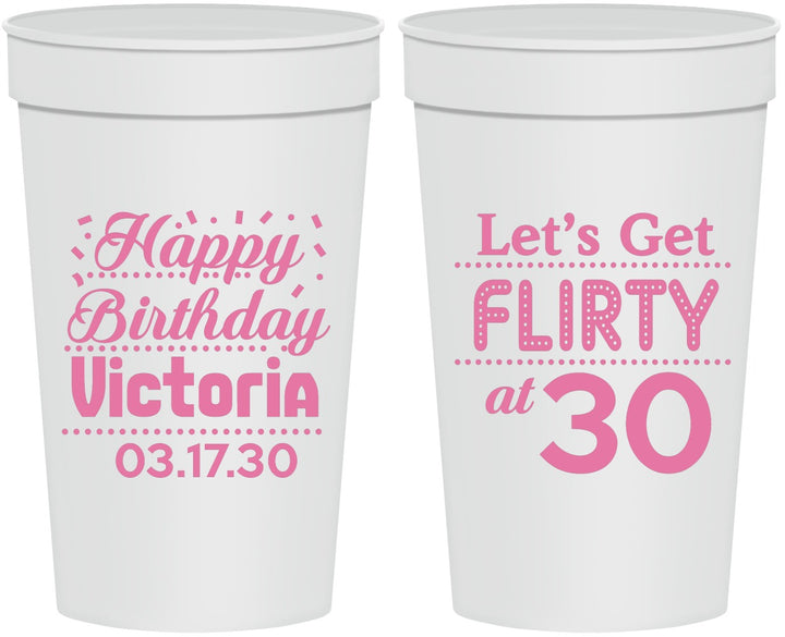 Personalized Birthday 32 oz Stadium Cups - Flirty At 30 | 20015