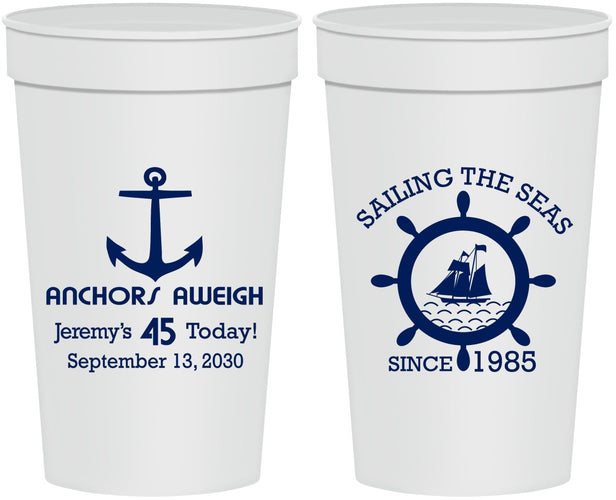 Personalized Birthday 32 oz Stadium Cups - 45th Nautical | 20023