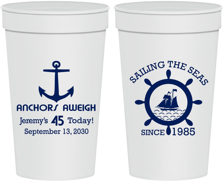 Personalized Birthday 32 oz Stadium Cups - 45th Nautical | 20023