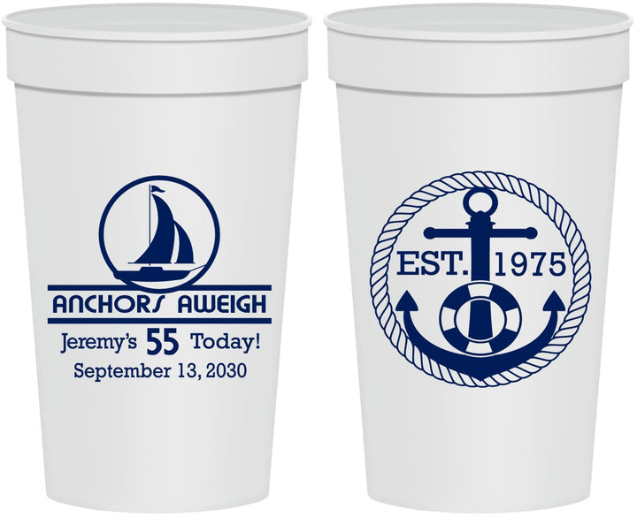 Personalized Birthday 32 oz Stadium Cups - 55th Nautical | 20025