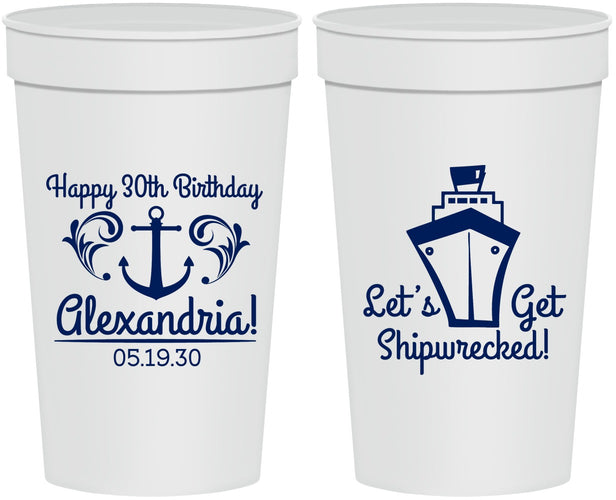 Personalized Birthday 32 oz Stadium Cups - 30th Shipwrecked | 20026