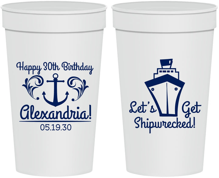 Personalized Birthday 32 oz Stadium Cups - 30th Shipwrecked | 20026