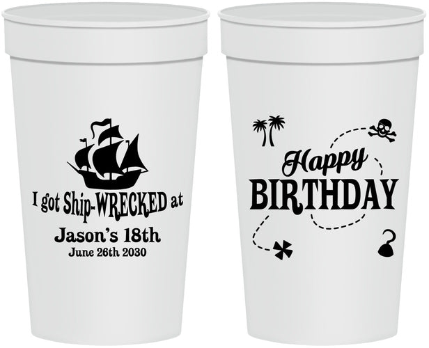Personalized Birthday 32 oz Stadium Cups - 18th Shipwrecked | 20028
