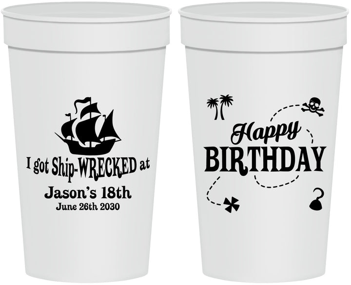 Personalized Birthday 32 oz Stadium Cups - 18th Shipwrecked | 20028