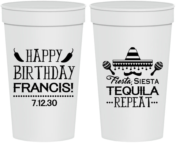 Personalized Birthday 32 oz Stadium Cups - Fiesta Siesta Tequila | 20030