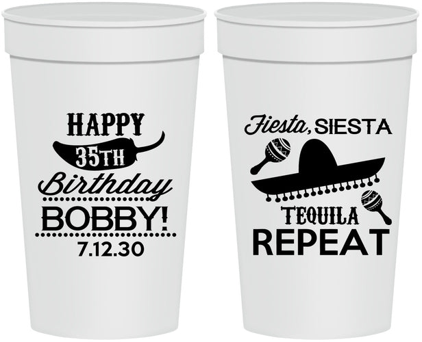 Personalized Birthday 32 oz Stadium Cups - 35th Fiesta Siesta Tequila | 20031