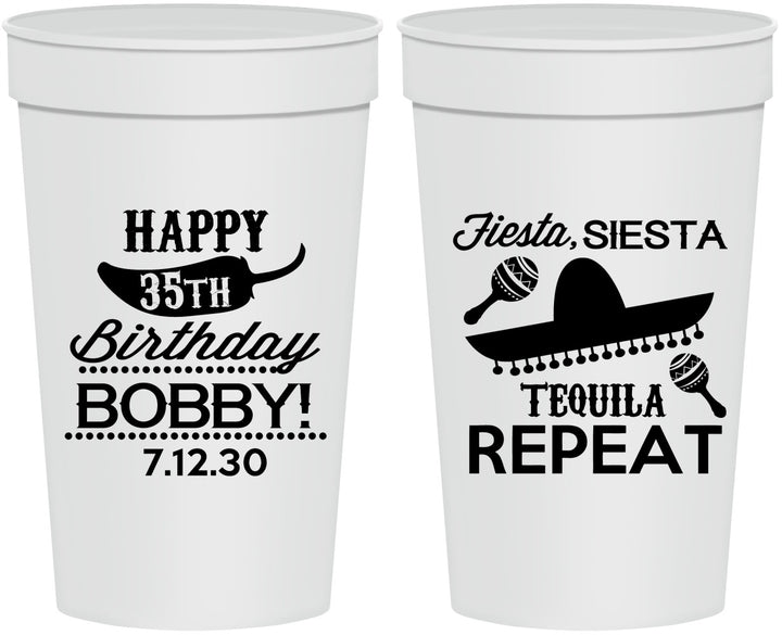 Personalized Birthday 32 oz Stadium Cups - 35th Fiesta Siesta Tequila | 20031