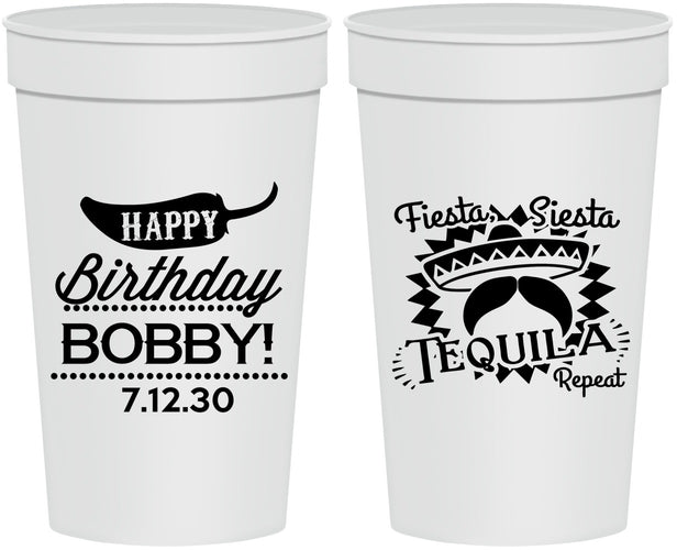 Personalized Birthday 32 oz Stadium Cups - Fiesta Siesta Tequila | 20032