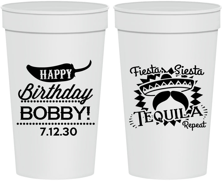 Personalized Birthday 32 oz Stadium Cups - Fiesta Siesta Tequila | 20032