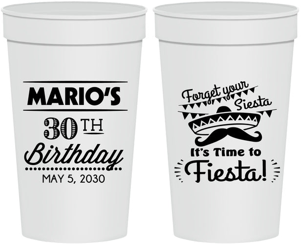 Personalized Birthday 32 oz Stadium Cups - 30th Fiesta | 20034
