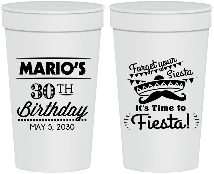 Personalized Birthday 32 oz Stadium Cups - 30th Fiesta | 20034