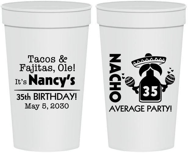 Personalized Birthday 32 oz Stadium Cups - 35th Nacho Average Party | 20036