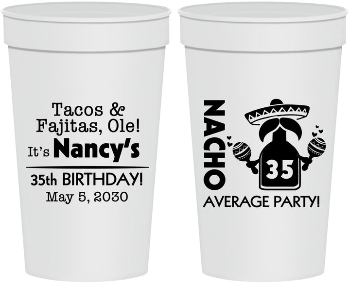 Personalized Birthday 32 oz Stadium Cups - 35th Nacho Average Party | 20036