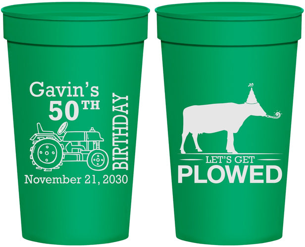 Personalized Birthday 32 oz Stadium Cups - 50th Lets Get Plowed | 20037