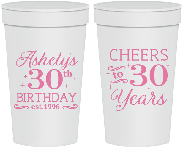 Personalized Birthday 32 oz Stadium Cups - Cheers To 30 Years | 20041