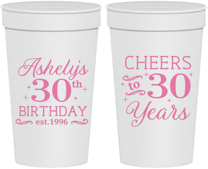 Personalized Birthday 32 oz Stadium Cups - Cheers To 30 Years | 20041