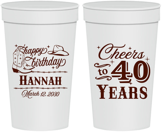Personalized Birthday 32 oz Stadium Cups - 40th | 20042