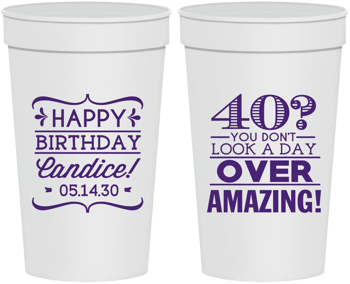 Personalized Birthday 32 oz Stadium Cups - 40th | 20044