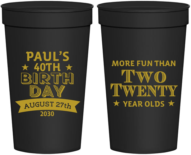 Personalized Birthday 32 oz Stadium Cups - 40th | 20045