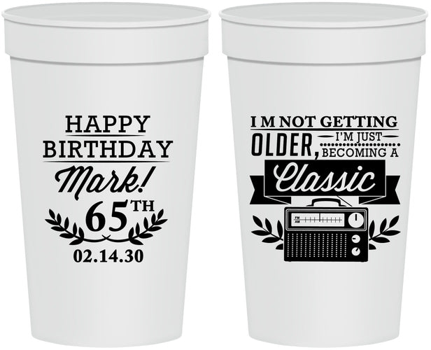 Personalized Birthday 32 oz Stadium Cups - 65th Classic Radio | 20056
