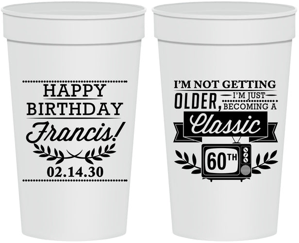 Personalized Birthday 32 oz Stadium Cups - 60th Classic Tv | 20057