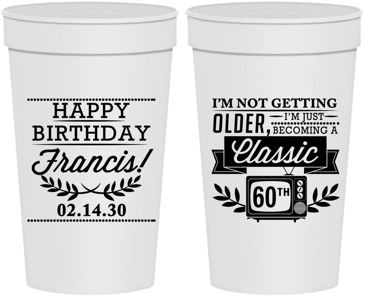 Personalized Birthday 32 oz Stadium Cups - 60th Classic Tv | 20057