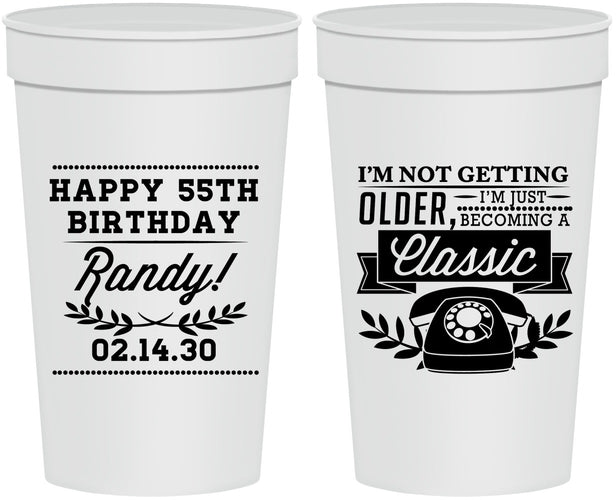 Personalized Birthday 32 oz Stadium Cups - 55th Classic Phone | 20058