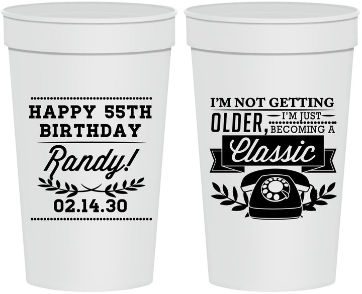 Personalized Birthday 32 oz Stadium Cups - 55th Classic Phone | 20058