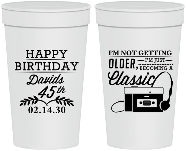 Personalized Birthday 32 oz Stadium Cups - 45th Cassette Tape | 20059