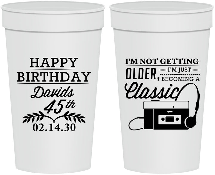 Personalized Birthday 32 oz Stadium Cups - 45th Cassette Tape | 20059