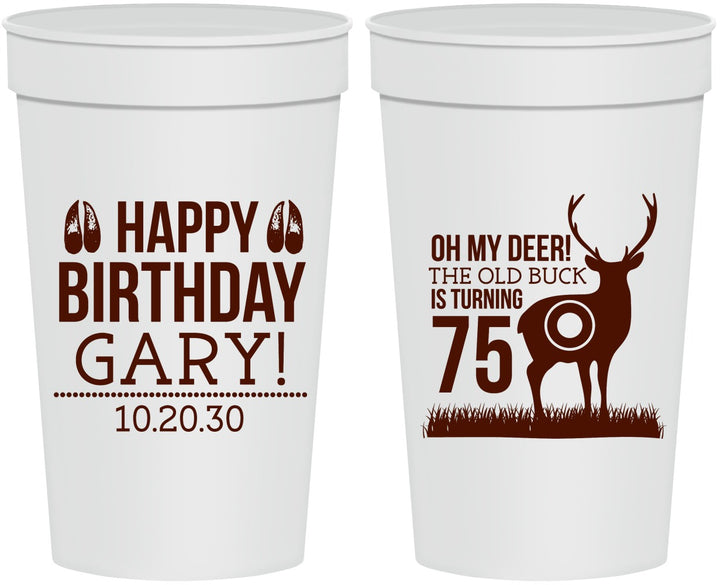 Personalized Birthday 32 oz Stadium Cups - 75th Hunting | 20063