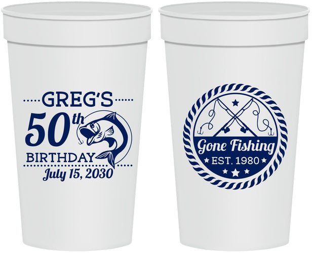 Personalized Birthday 32 oz Stadium Cups - 50th Nautical | 20065