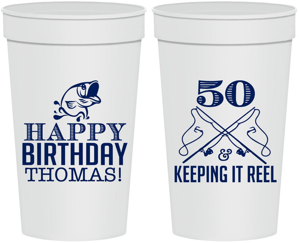 Personalized Birthday 32 oz Stadium Cups - 50th Keeping It Reel | 20066