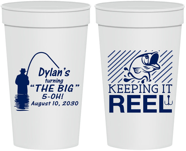 Personalized Birthday 32 oz Stadium Cups - 50th Keeping It Reel | 20067