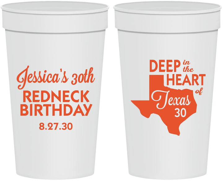 Personalized Birthday 32 oz Stadium Cups - 30th Redneck Texas | 20072