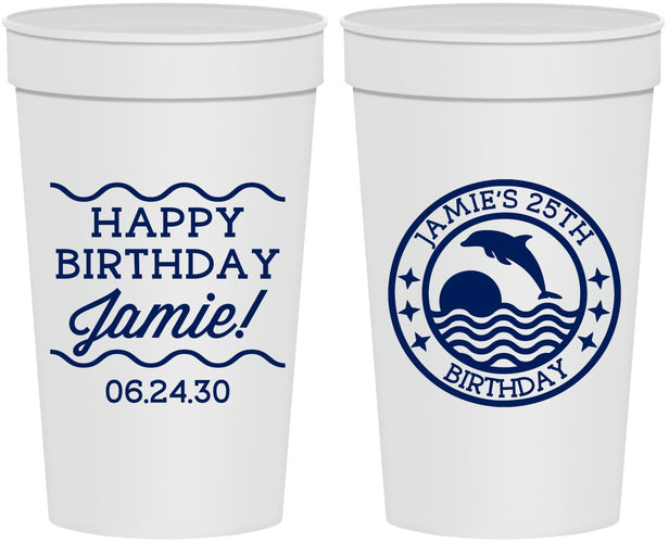 Personalized Birthday 32 oz Stadium Cups - 25th Dolphins | 20077