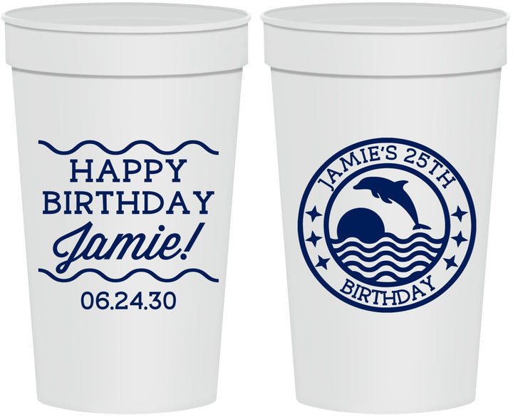 Personalized Birthday 32 oz Stadium Cups - 25th Dolphins | 20077