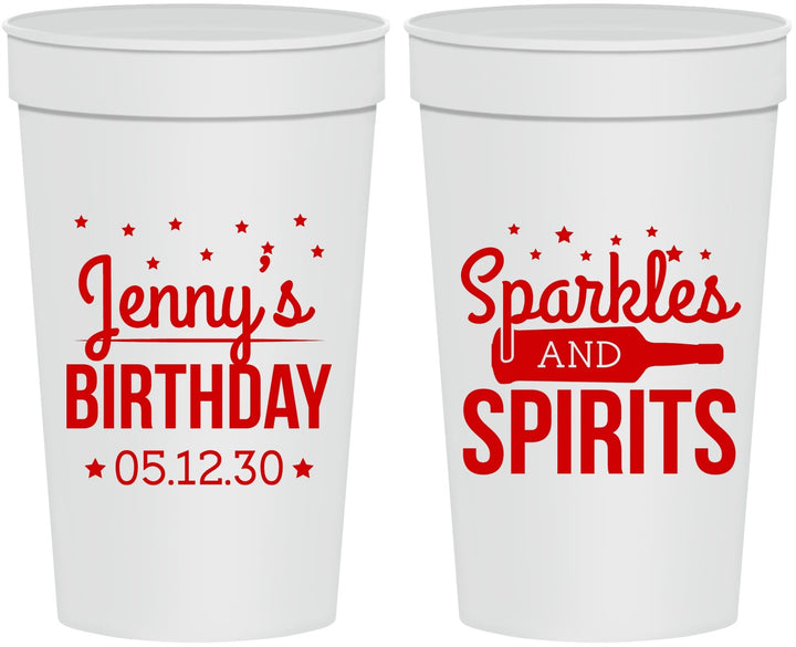 Personalized Birthday 32 oz Stadium Cups - Sparkles Spirits | 20083