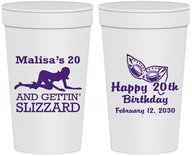 Personalized Birthday 32 oz Stadium Cups - 20th Mardi Gras | 20084