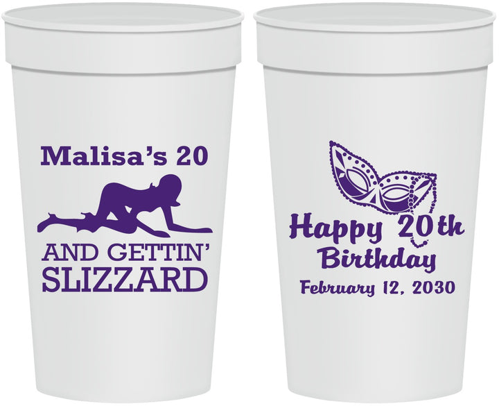Personalized Birthday 32 oz Stadium Cups - 20th Mardi Gras | 20084