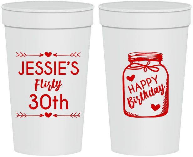 Personalized Birthday 32 oz Stadium Cups - 30th Flirty At Thirty | 20087