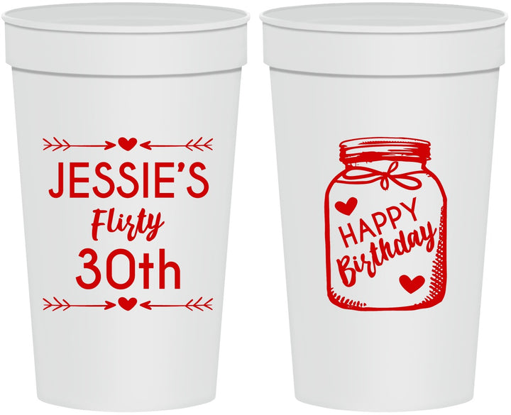 Personalized Birthday 32 oz Stadium Cups - 30th Flirty At Thirty | 20087