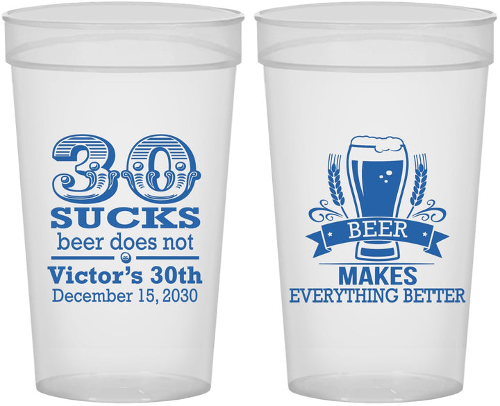 Personalized Birthday 32 oz Stadium Cups - 30th Sucks | 20097