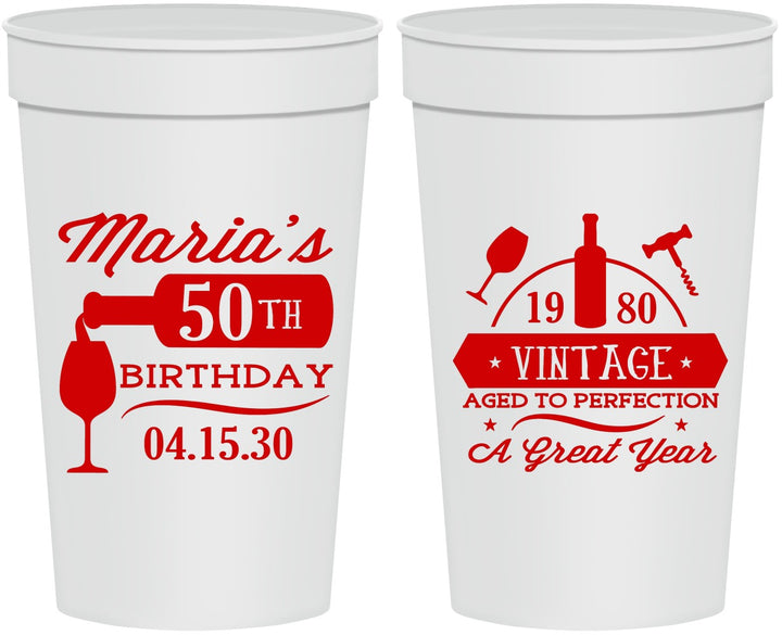 Personalized Birthday 32 oz Stadium Cups - 50th Wine | 20098