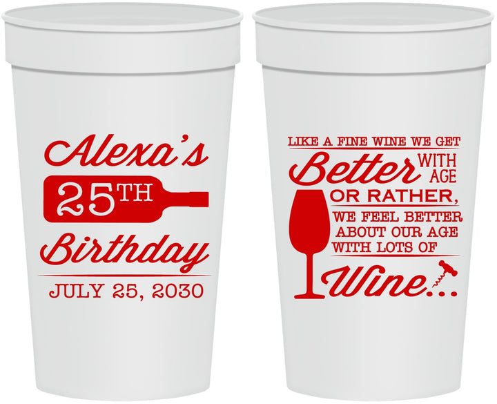 Personalized Birthday 32 oz Stadium Cups - 25th Wine | 20099