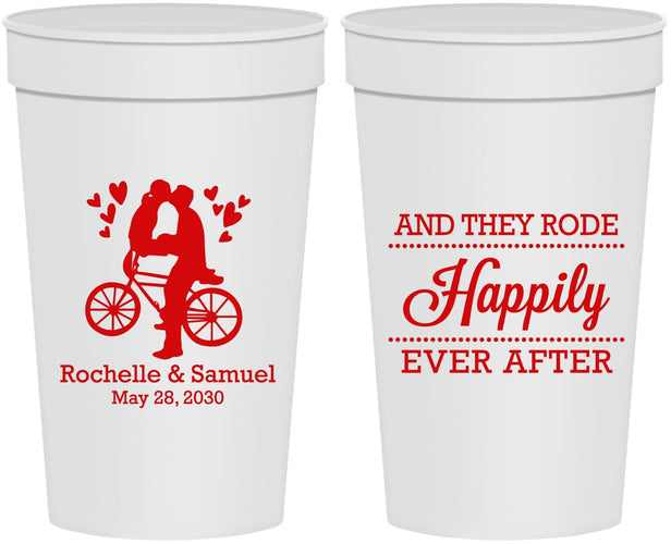 Personalized Wedding 32 oz Stadium Cups - Happily Ever After Bicycle | 201