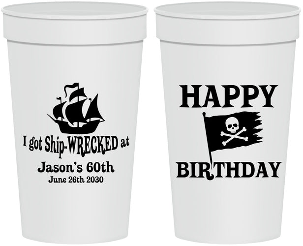 Personalized Birthday 32 oz Stadium Cups - 60th Pirate | 20106